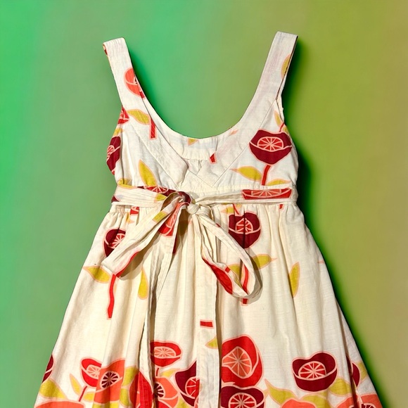 HP Bitten by Sarah Jessica Parker belted poppy sundress, size 8 cream pink green - Picture 12 of 16